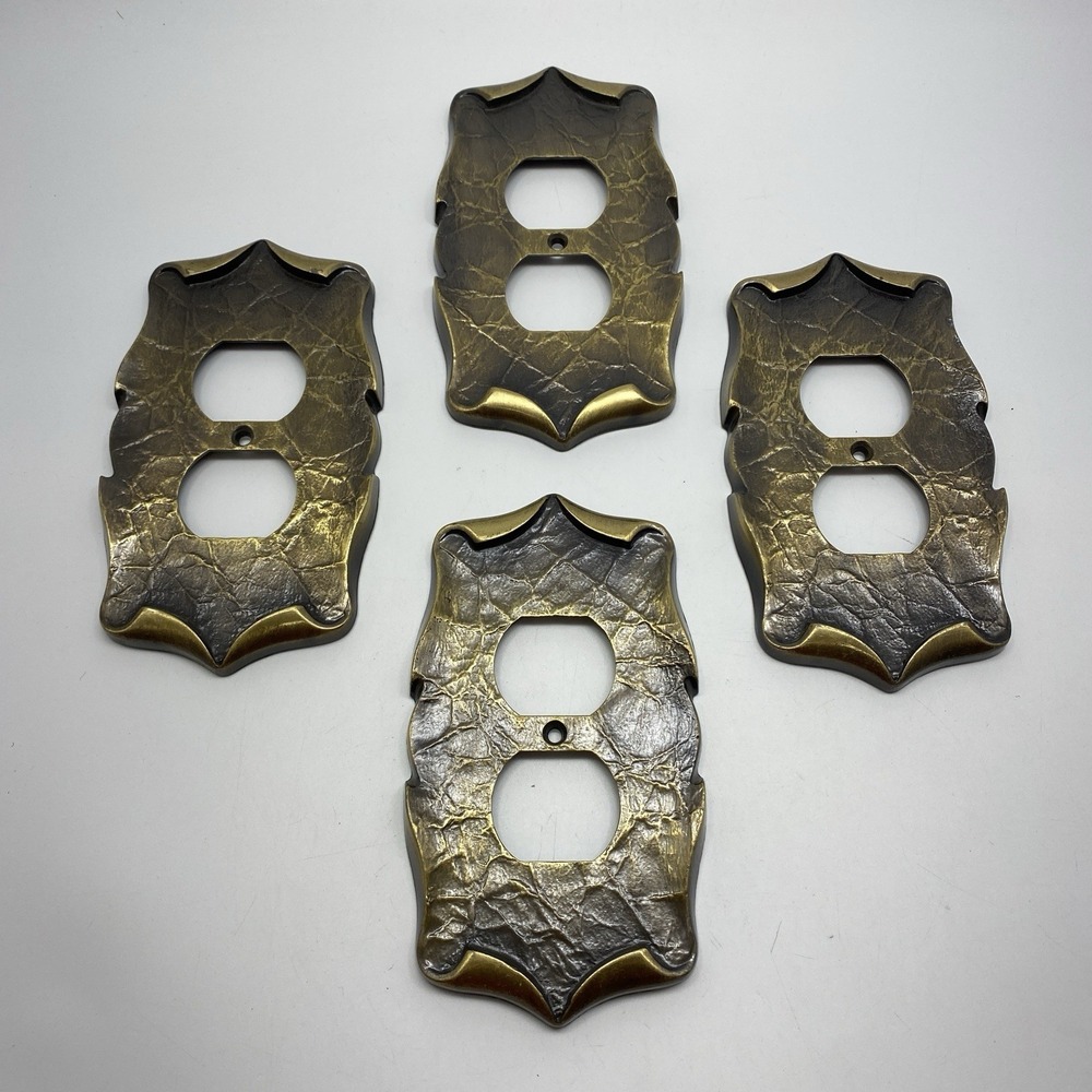 Vintage Amerock Carriage House 4x Lot Aged Brass Finish Outlet Wall Cover Plates